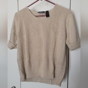 Liz Claiborne Cream Ribbed Crew Neck Sweater